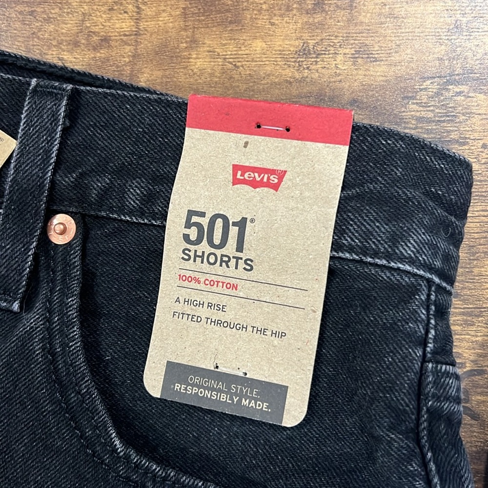 NWT Levi's 501 high rise denim shorts Black - Picture 8 of 8